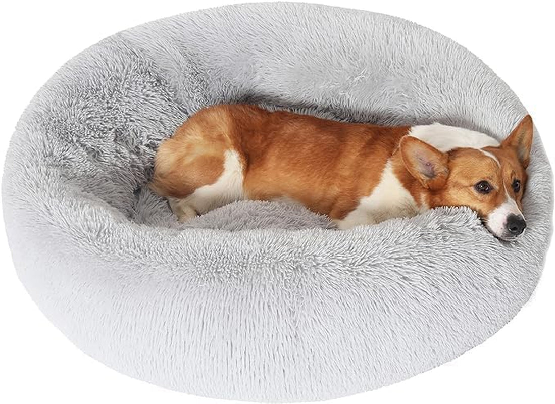 Dog & Cat Bed, Calming Anti-Anxiety Pet Bed for Small Dogs, Fluffy Donut Cushion for Small and Medium Pets (20")