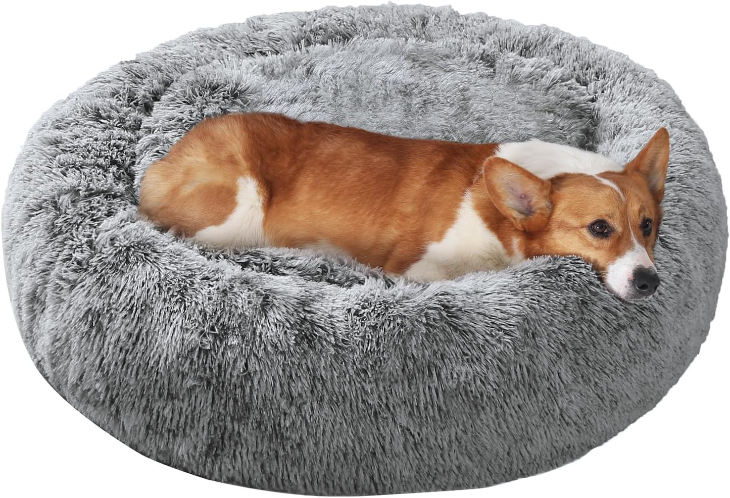 Dog & Cat Bed, Calming Anti-Anxiety Pet Bed for Small Dogs, Fluffy Donut Cushion for Small and Medium Pets (20")