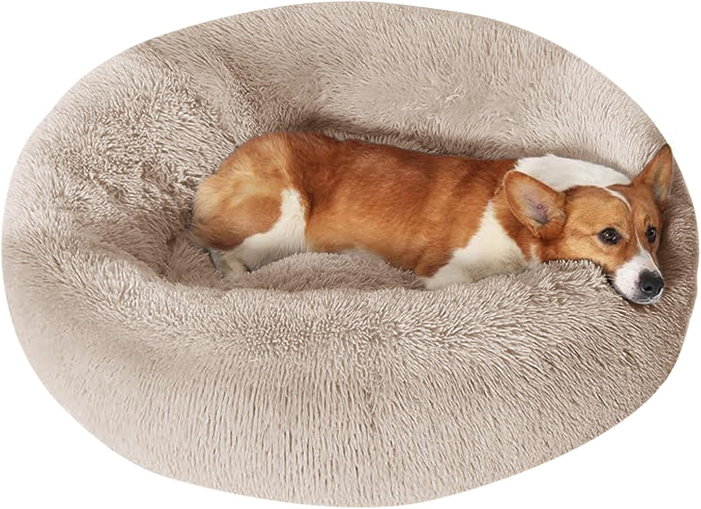 Dog & Cat Bed, Calming Anti-Anxiety Pet Bed for Small Dogs, Fluffy Donut Cushion for Small and Medium Pets (20")