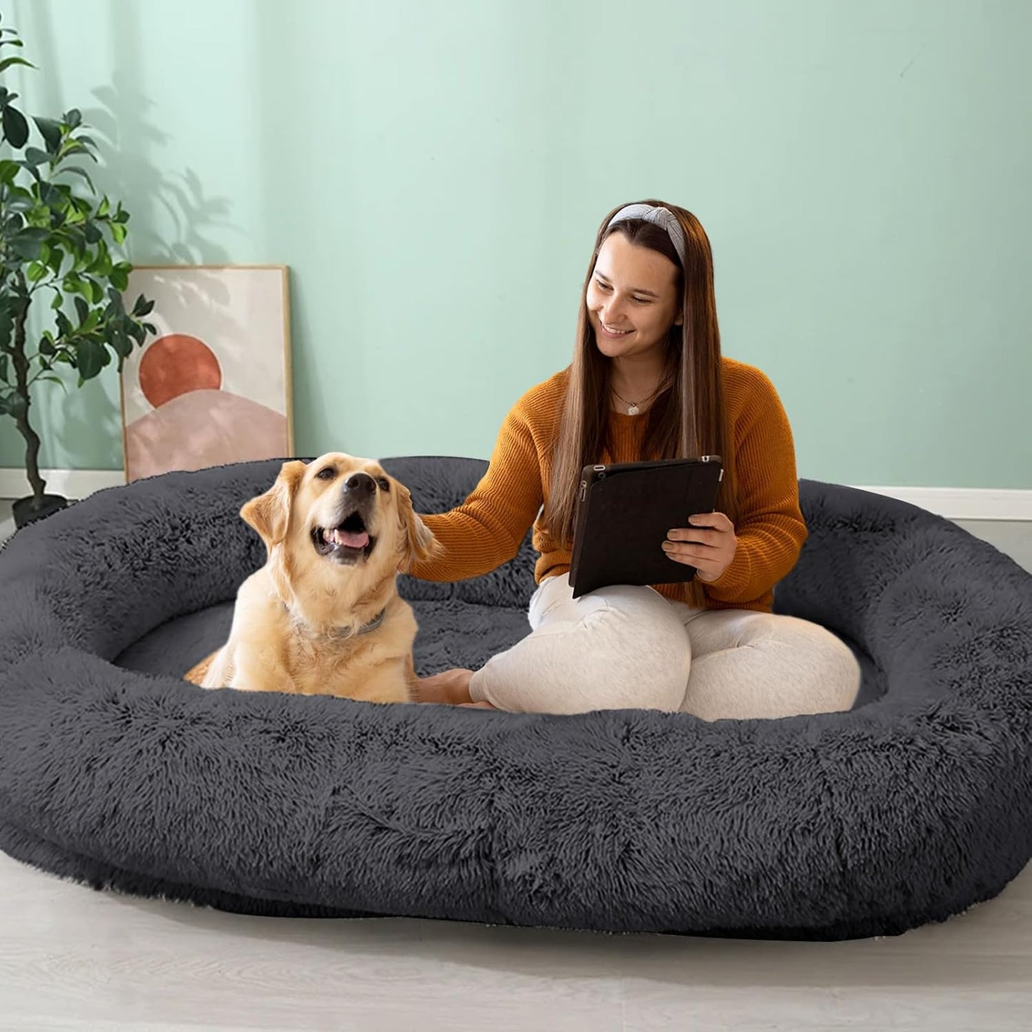 Dog & Cat Bed, Calming Anti-Anxiety Pet Bed for Small Dogs, Fluffy Donut Cushion for Small and Medium Pets (20")