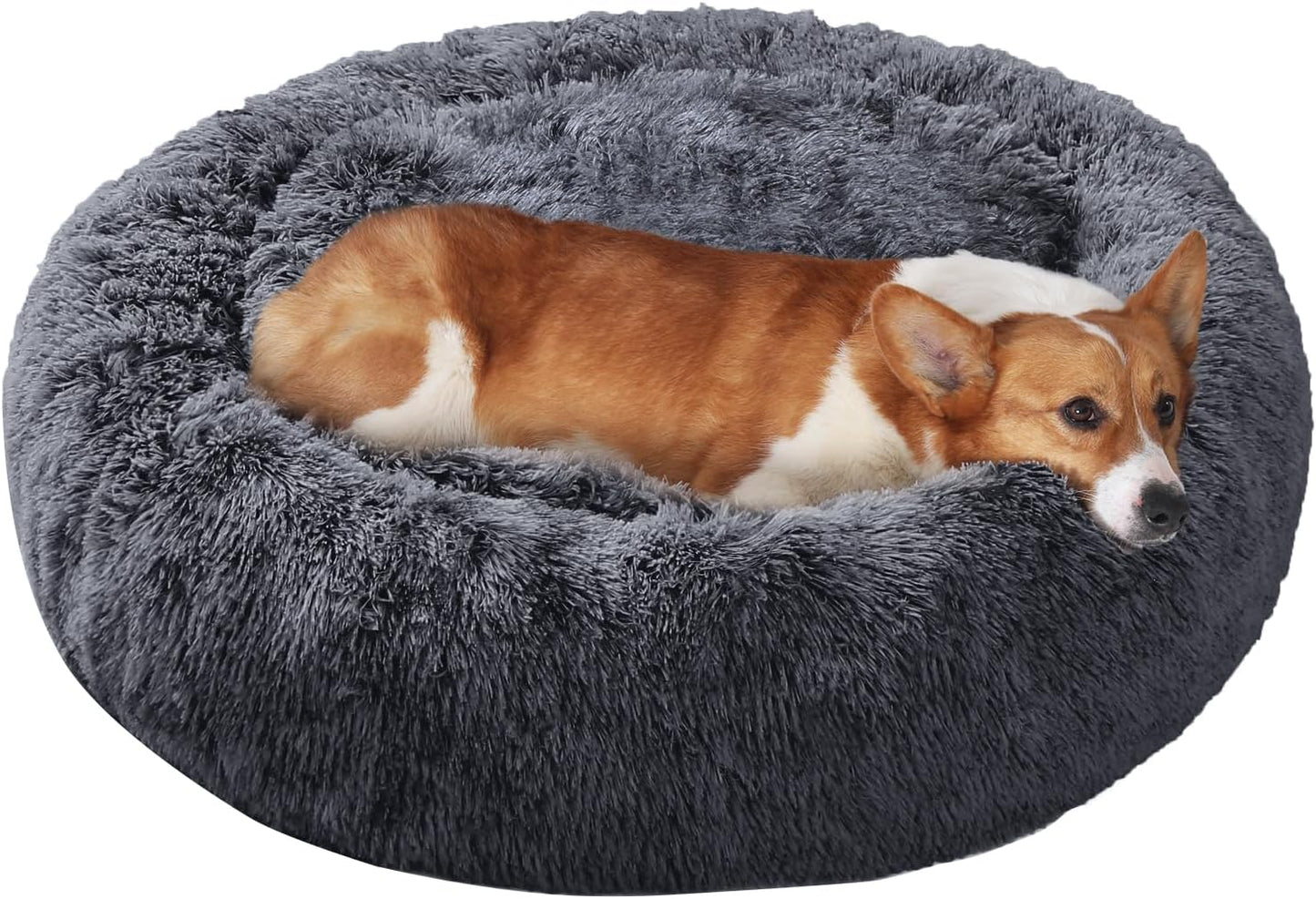 Dog & Cat Bed, Calming Anti-Anxiety Pet Bed for Small Dogs, Fluffy Donut Cushion for Small and Medium Pets (20")