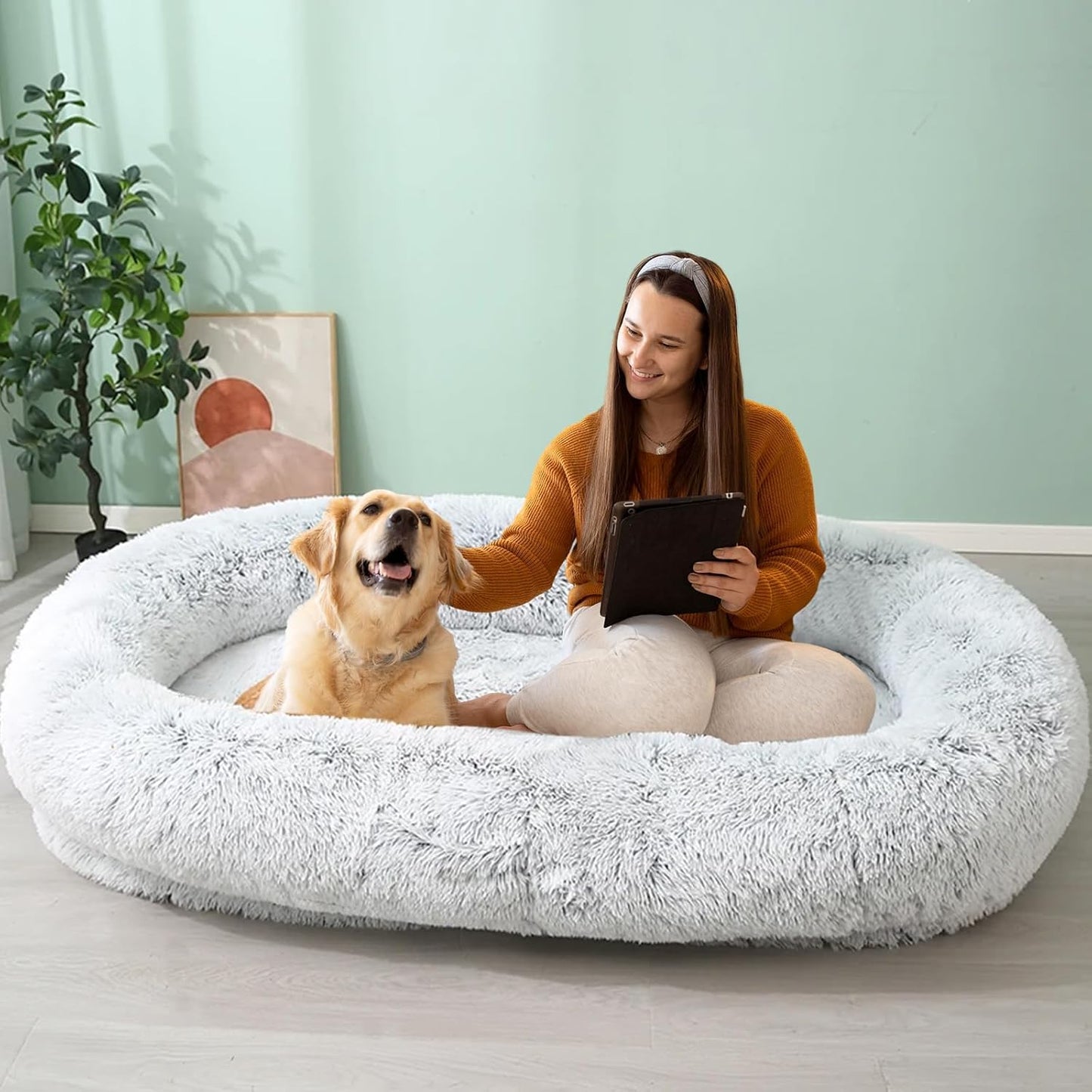 Dog & Cat Bed, Calming Anti-Anxiety Pet Bed for Small Dogs, Fluffy Donut Cushion for Small and Medium Pets (20")