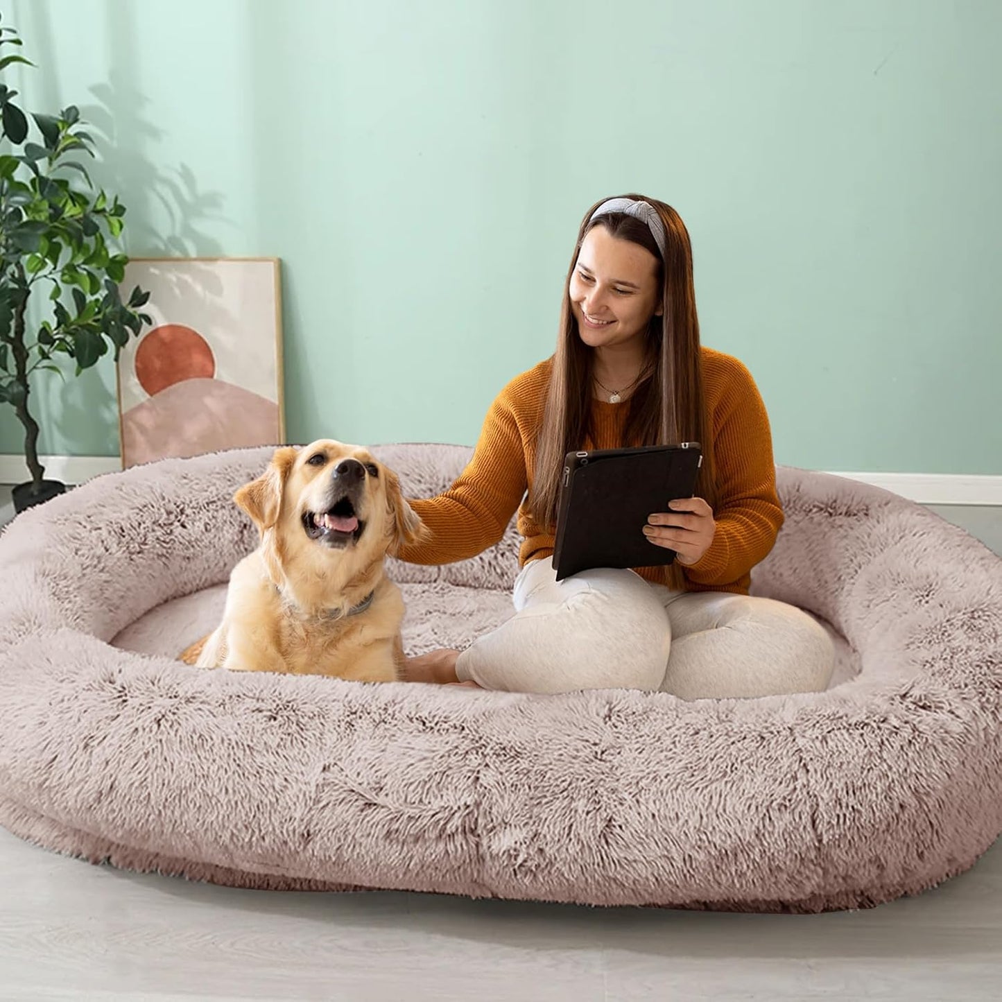 Dog & Cat Bed, Calming Anti-Anxiety Pet Bed for Small Dogs, Fluffy Donut Cushion for Small and Medium Pets (20")