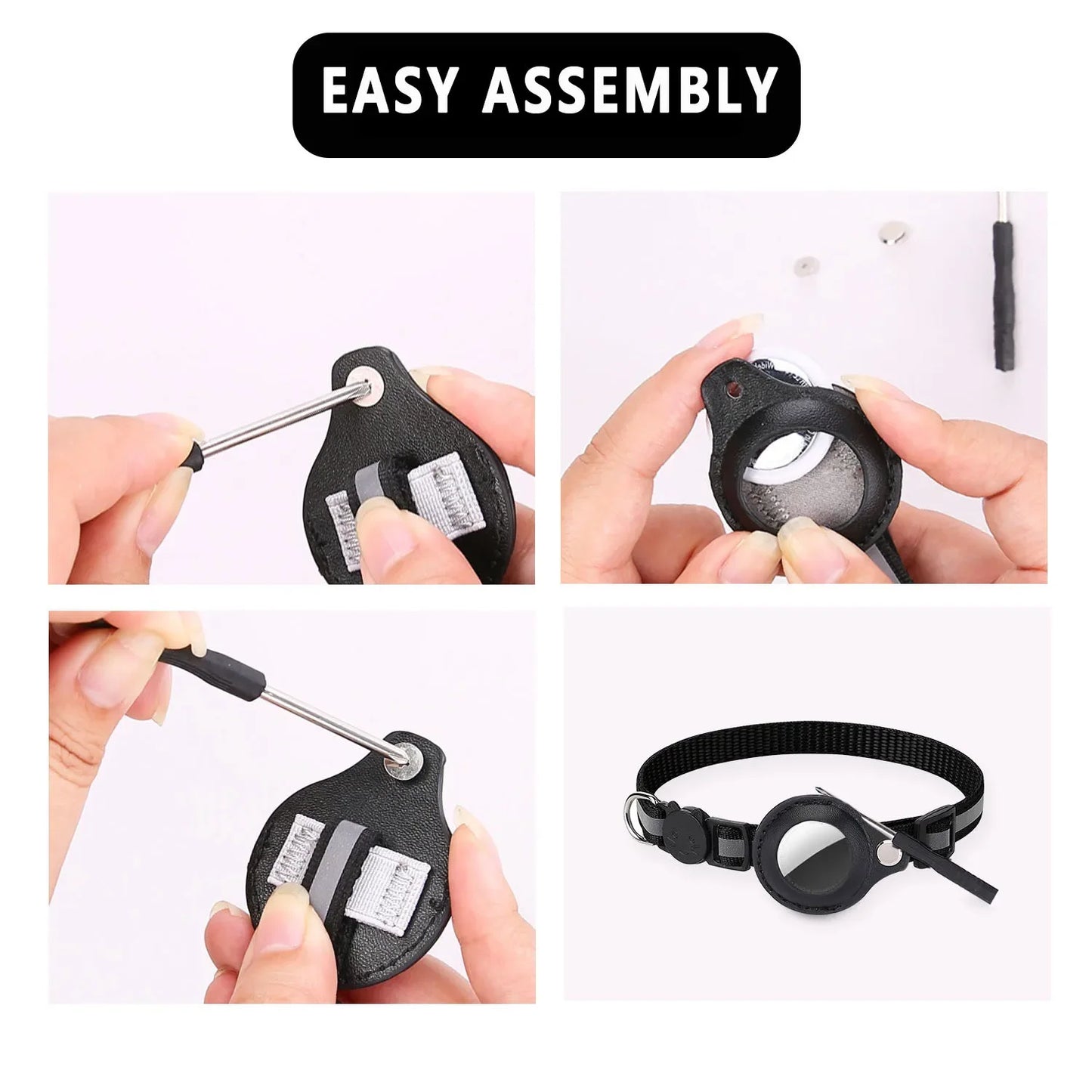 Adjustable Waterproof Cat Collar with Airtag Holder, Breakaway Feature, Reflective Strips, and Bell
