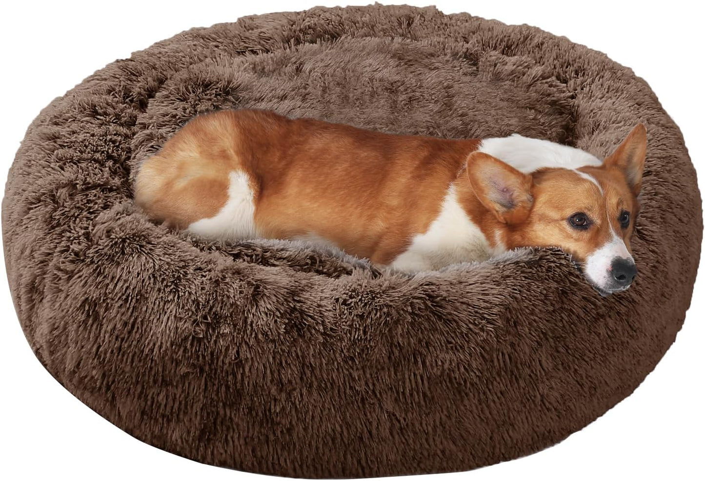 Dog & Cat Bed, Calming Anti-Anxiety Pet Bed for Small Dogs, Fluffy Donut Cushion for Small and Medium Pets (20")