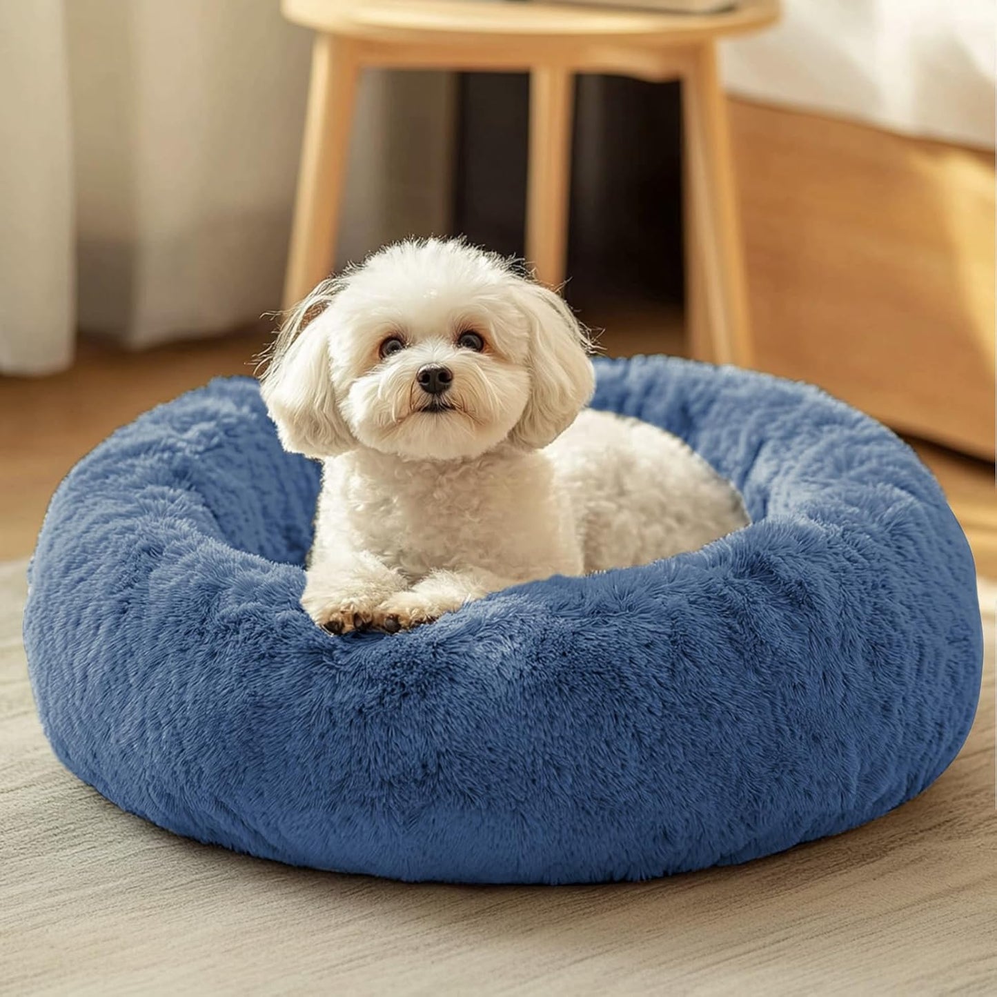 Dog & Cat Bed, Calming Anti-Anxiety Pet Bed for Small Dogs, Fluffy Donut Cushion for Small and Medium Pets (20")
