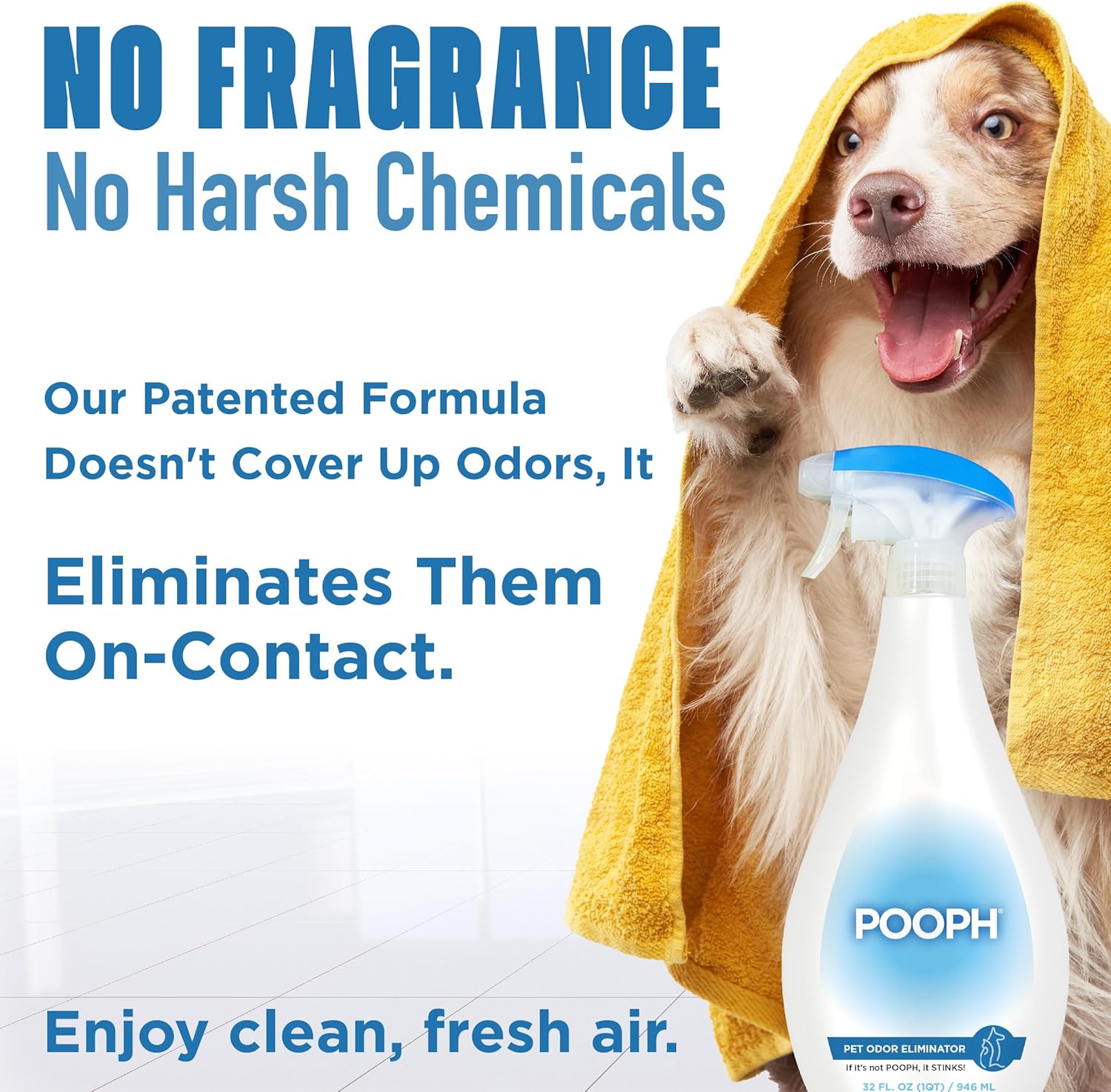 Pet Odor Eliminator, 32Oz Spray, 2-Pack - Dismantles Odors on a Molecular Basis, Dogs, Cats, Freshener, Eliminator, Urine, Poop, Pee, Deodorizer, Natures, Puppy, Fresh, Clean, Furniture, Potty